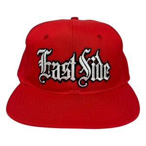 VTG‎ Nissin East Side Hat Cap Snap Back Mens OS Red Gothic Script Old English